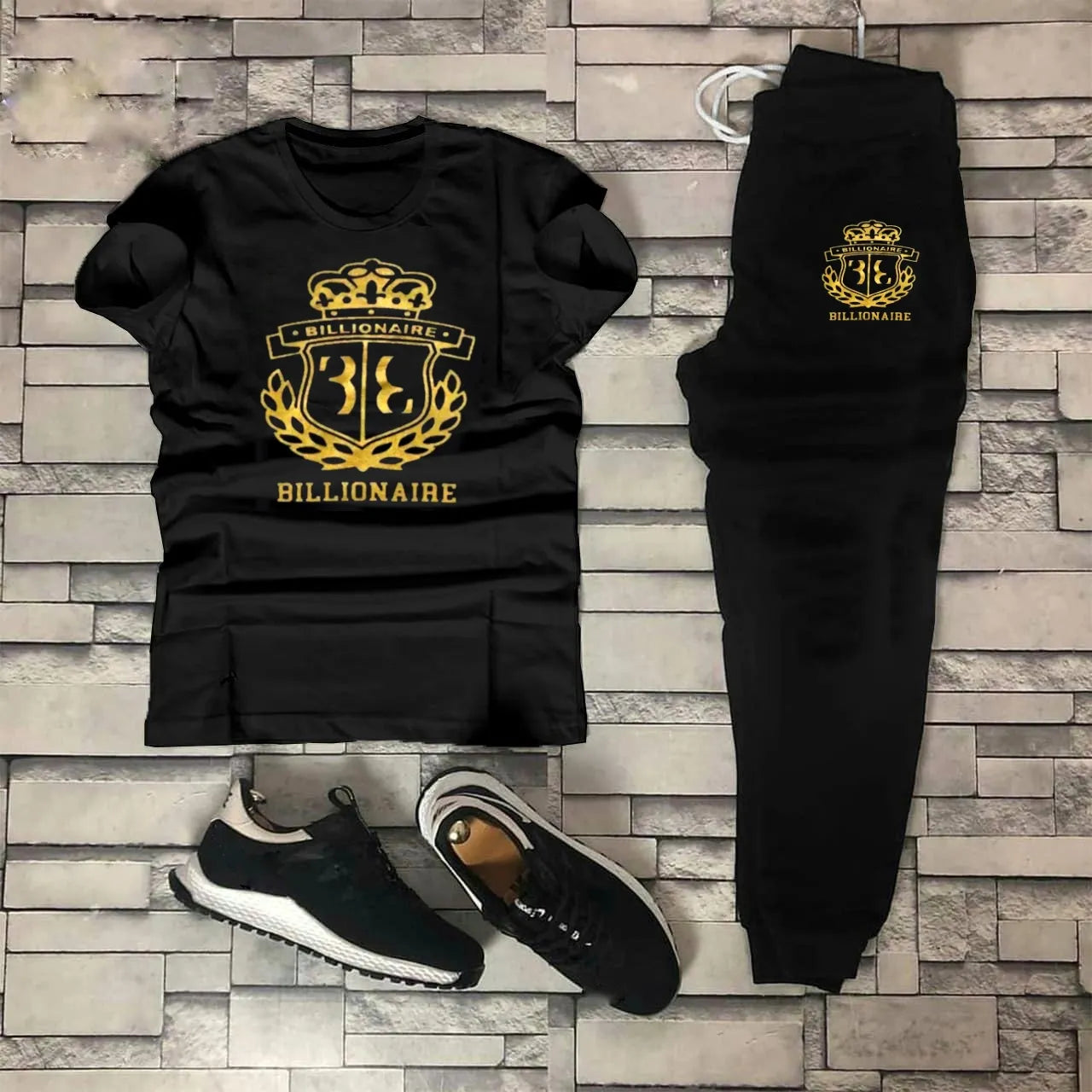 TRACKSUIT - Black Summer Printed Tracksuit For Men & Boys - Soft and Comfortable Fabric T Shirt & Trouser Printed Tracksuit Ratings 168